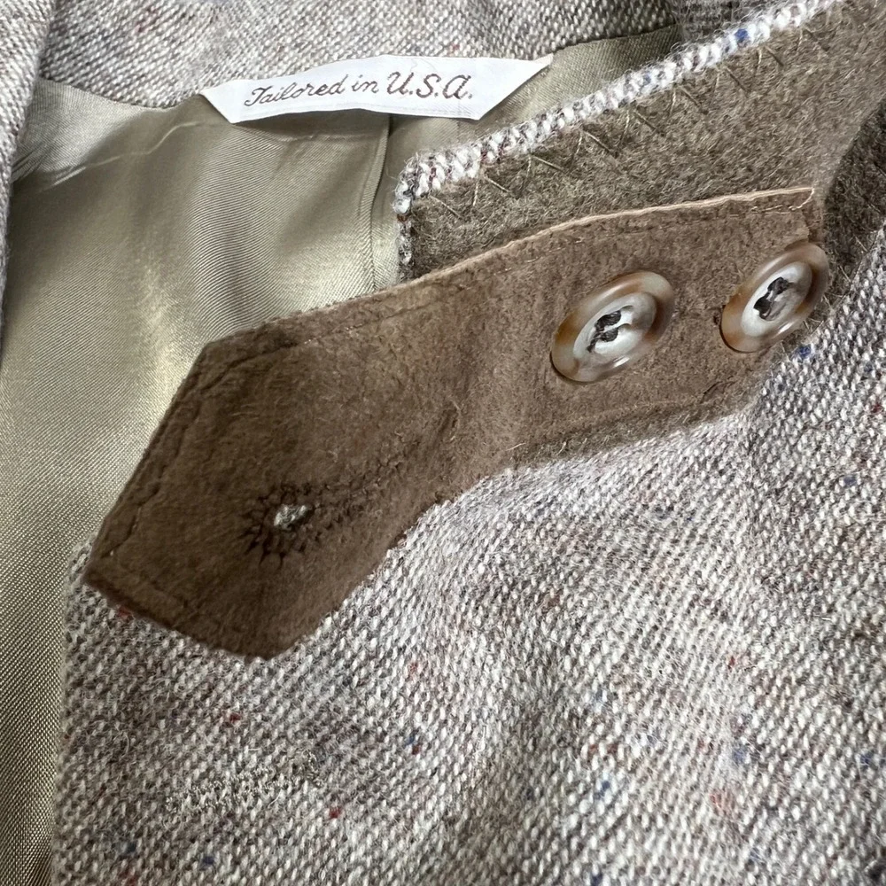 Stafford Country Collection Mens 42R Tweed Sport Coat Elbow Patches